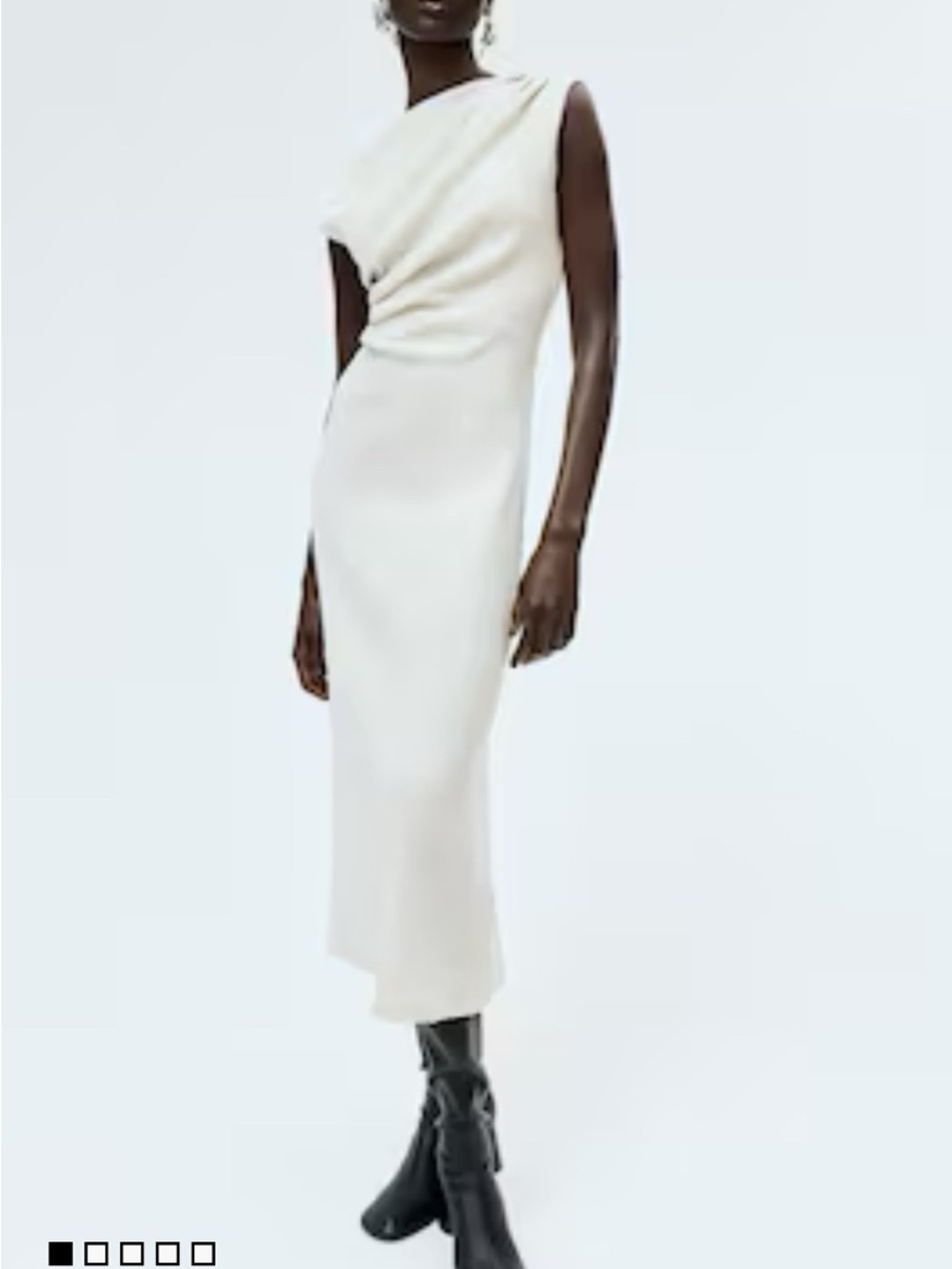 H&M Ivory Draped Midi Dress
